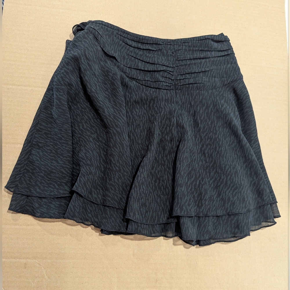 Aerie Women's Wrap Ruffle Skirt Black Mini Gray Black Leopard Sheer Size XS *NWT - Picture 13 of 15
